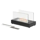 Semineu de masa cu bioetanol din sticla securizata si metal - argintiu Viadurini