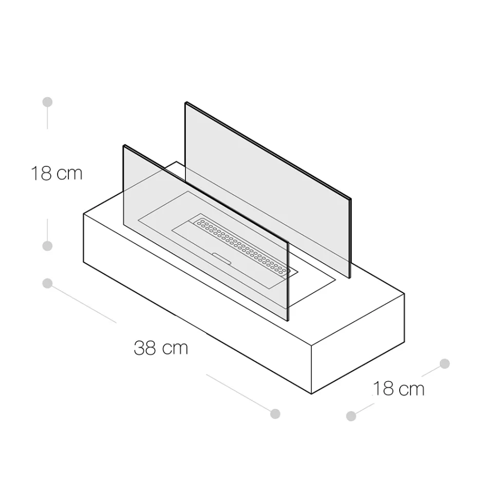 Semineu de masa cu bioetanol din sticla securizata si metal - argintiu Viadurini