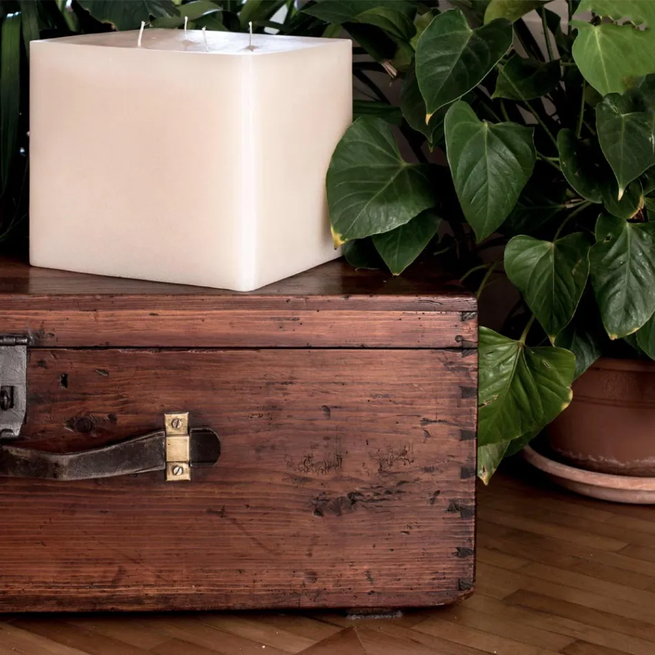 Lumânare pătrată din ceară, realizată manual, fabricată în Italia - Mondeo Viadurini