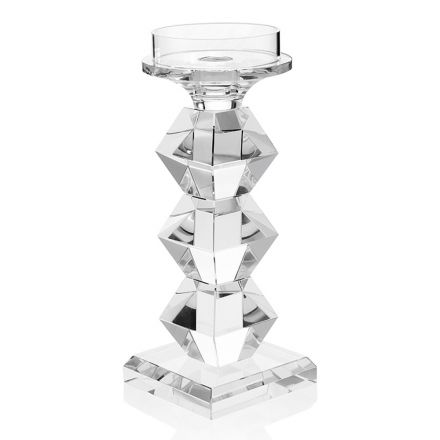 Sfeșnic de cristal italian de lux Design geometric 2 înălțimi - Renzo Viadurini