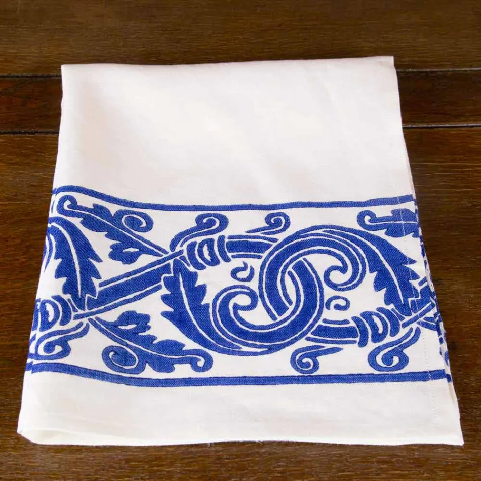 Pânză de lenjerie artizanală italiană cu design imprimat manual - mărci comerciale Viadurini