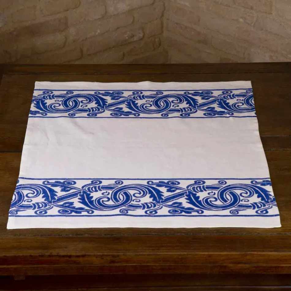 Pânză de lenjerie artizanală italiană cu design imprimat manual - mărci comerciale Viadurini