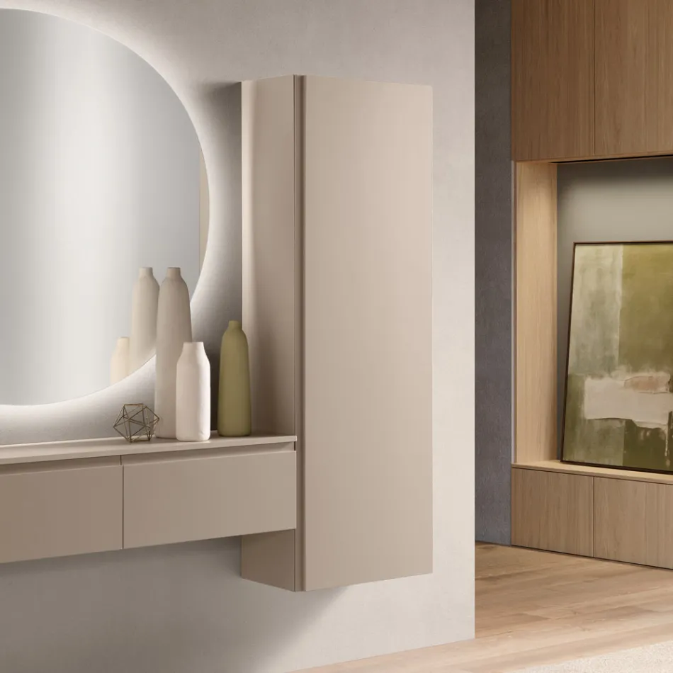 Cuier de haine din melamină lăcuită cu ușă din MDF și raft interior - Lunis Viadurini