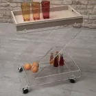 Cărucior 2 Rafturi din Cristal Acrilic Transparent cu Tavă - Zazza Viadurini