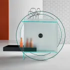 Cărucior de bar în sticlă extra-clară cu roți și tavă extractibilă - Pigolo Viadurini