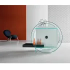 Cărucior de bar în sticlă extra-clară cu roți și tavă extractibilă - Pigolo Viadurini