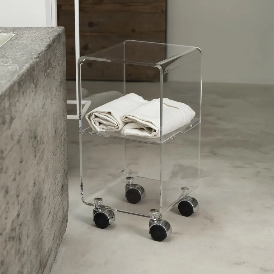 Coloana Troler din Cristal Acrilic Transparent 1 sau 3 Rafturi - Minervo Viadurini