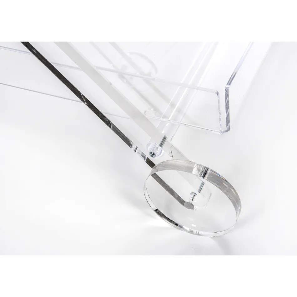 Cărucior de bucătărie 4 roți în plexiglas transparent sau cu lemn - Magimbo Viadurini