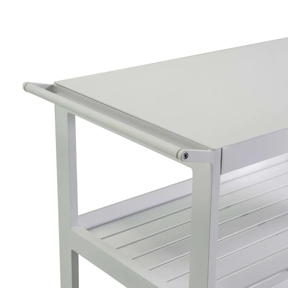 Cărucior din aluminiu cu diferite finisaje, cu roți și 3 rafturi - Cort Viadurini