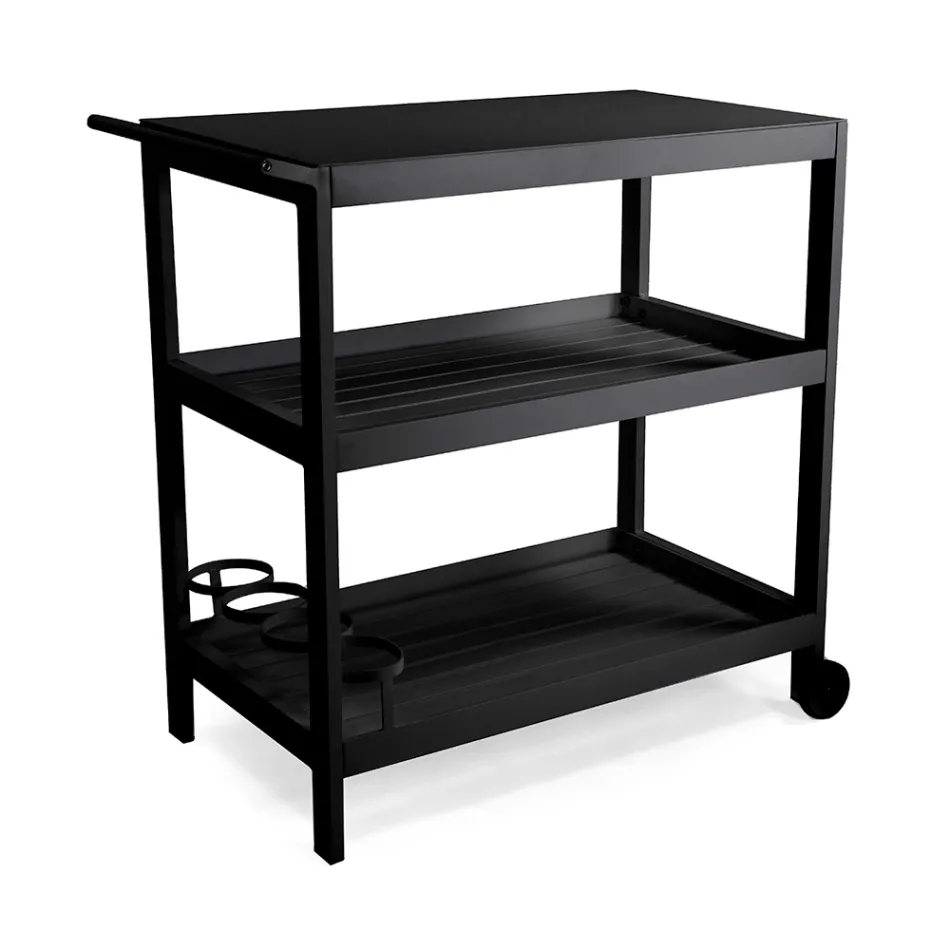 Cărucior din aluminiu cu diferite finisaje, cu roți și 3 rafturi - Cort Viadurini