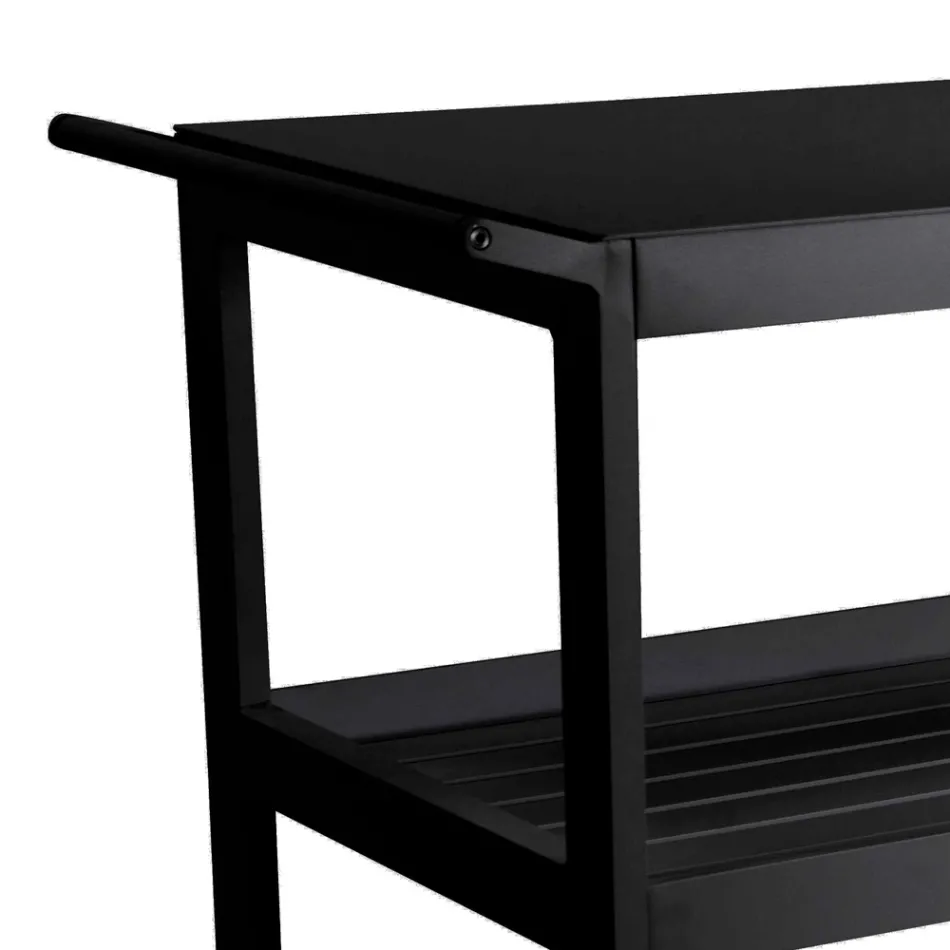 Cărucior din aluminiu cu diferite finisaje, cu roți și 3 rafturi - Cort Viadurini