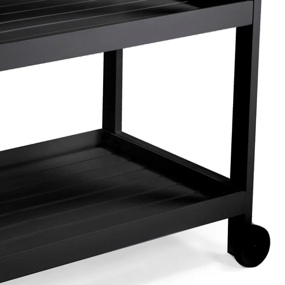 Cărucior din aluminiu cu diferite finisaje, cu roți și 3 rafturi - Cort Viadurini