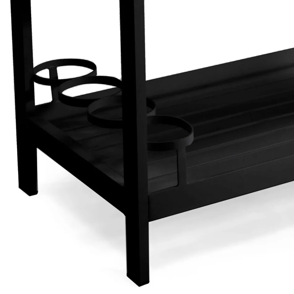 Cărucior din aluminiu cu diferite finisaje, cu roți și 3 rafturi - Cort Viadurini