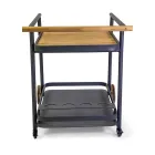 Cărucior din aluminiu în diferite finisaje cu roți și detalii din lemn de tec - Cort Viadurini