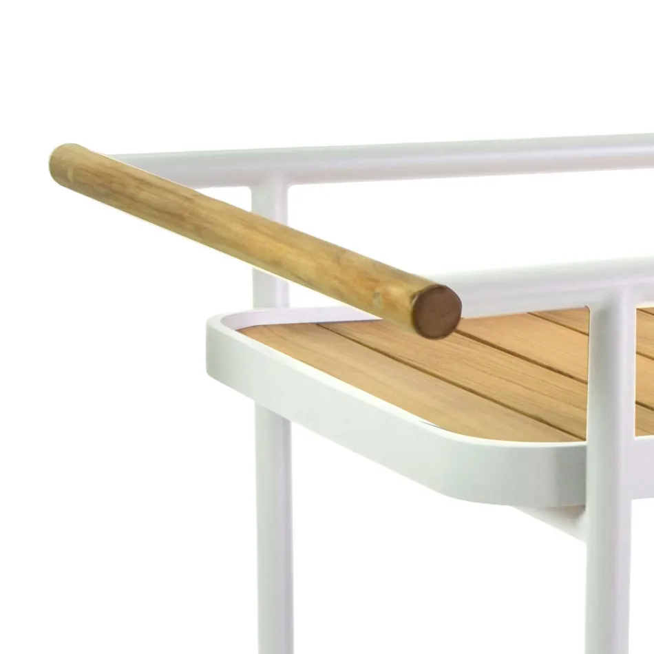 Cărucior din aluminiu în diferite finisaje cu roți și detalii din lemn de tec - Cort Viadurini