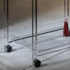 Cărucior din Cristal Acrilic Transparent cu Roți și Raft - Arketipo Viadurini