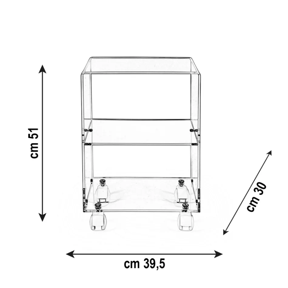 Cărucior de obiecte cu roți din plexiglas Made in Italy - Rudolf Viadurini