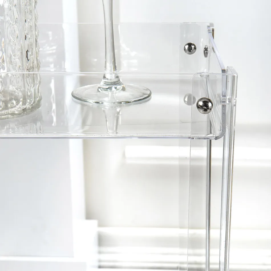 Cărucior pentru alimente din plexiglas transparent Made in Italy - Galatius Viadurini