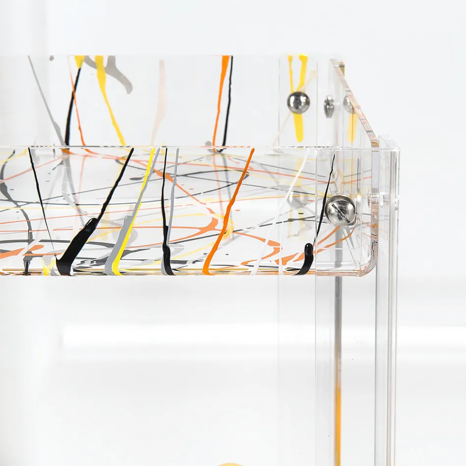 Cărucior pentru alimente din plexiglas transparent Made in Italy - Galatius Viadurini