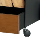 Cărucior din lemn cu sertar și roți Made in Italy - Alpaca Viadurini