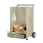 Cărucior din lemn cu sertar și roți Made in Italy - Alpaca Viadurini