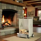 Cărucior din lemn cu sertar și roți Made in Italy - Alpaca Viadurini