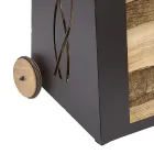 Cărucior de interior pentru lemn de foc Fier vopsit în negru Fabricat în Italia - Chloe Viadurini