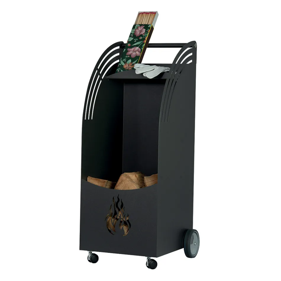 Carucior metalic lemn cu raft si 4 roti Made in Italy - Geco Viadurini