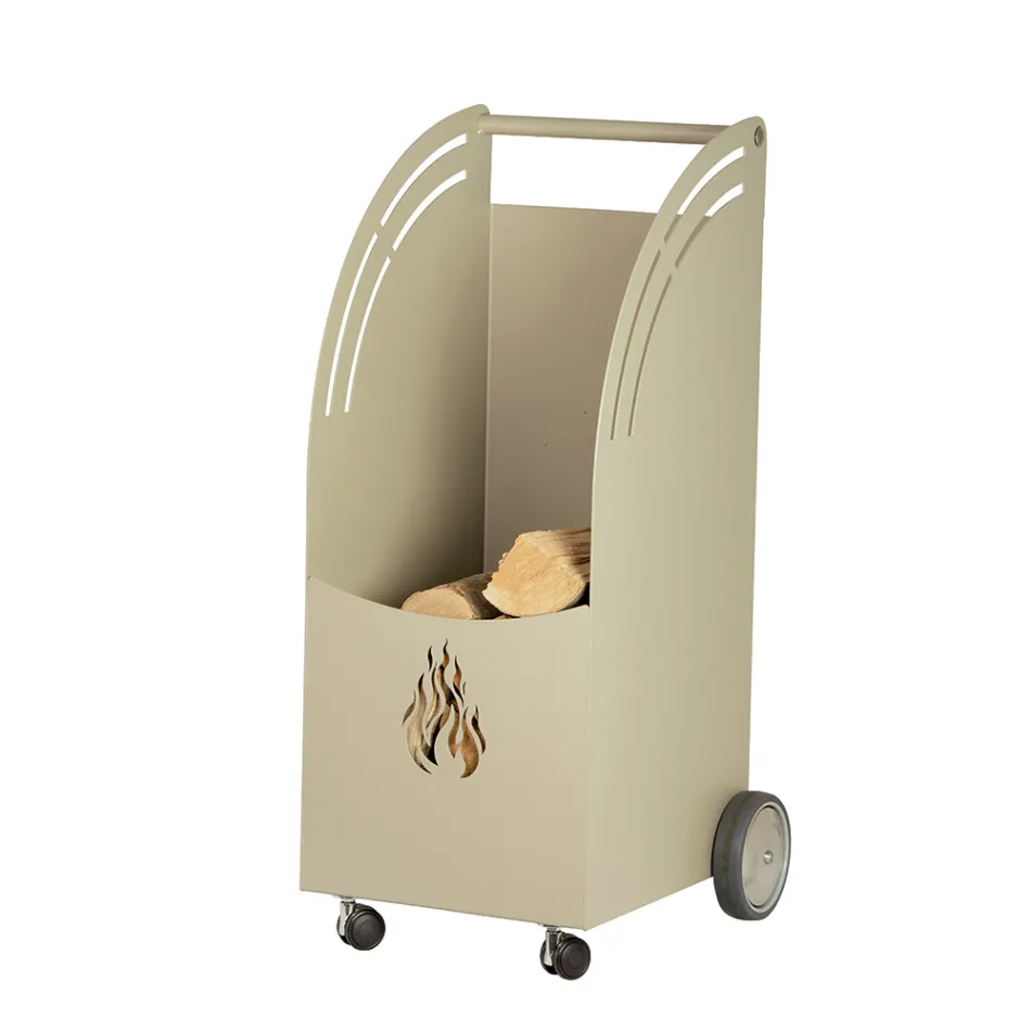 Carucior din lemn metalic cu 4 roti Made in Italy - Buburuza Viadurini