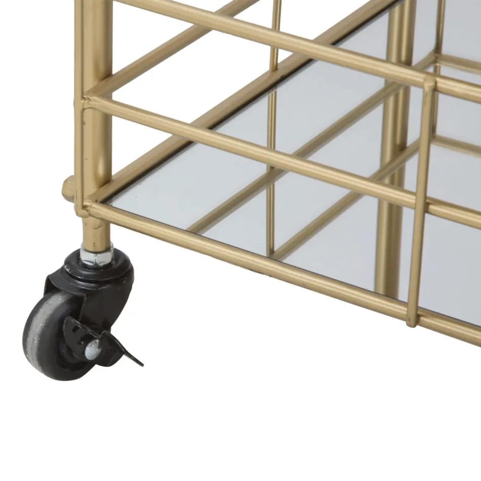 Cărucior alimentar cu structură de fier Finisaj auriu - Viviana Viadurini