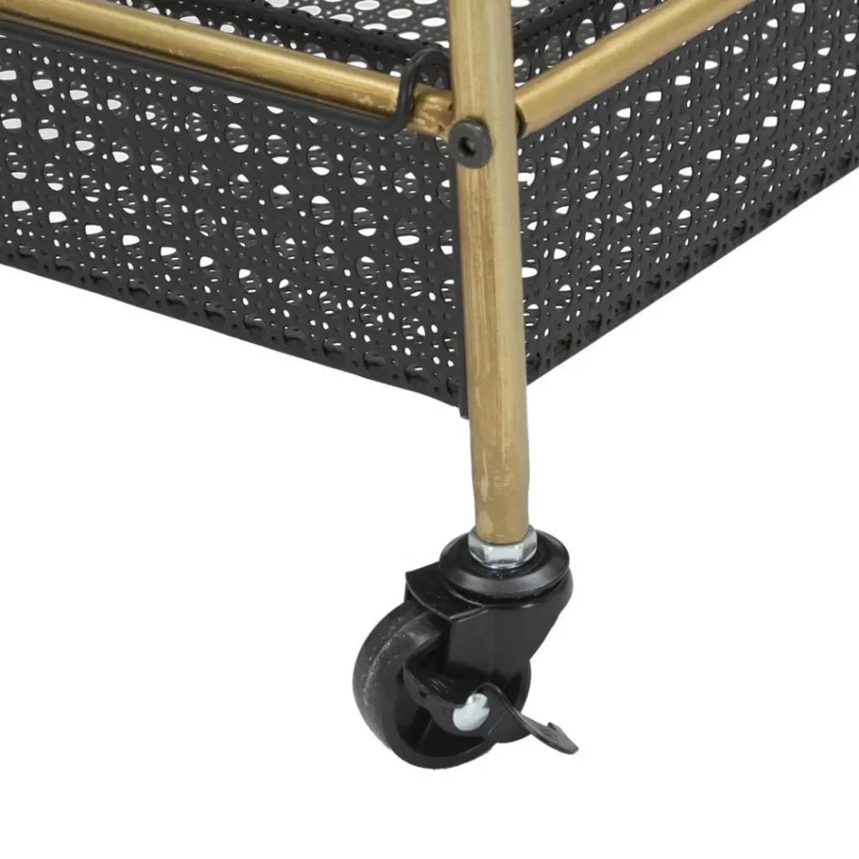 Cărucior pentru alimente din fier cu structură în finisaj auriu - elegant Viadurini