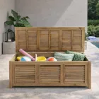 Cufăr de grădină din lemn de tec natural - piele Viadurini