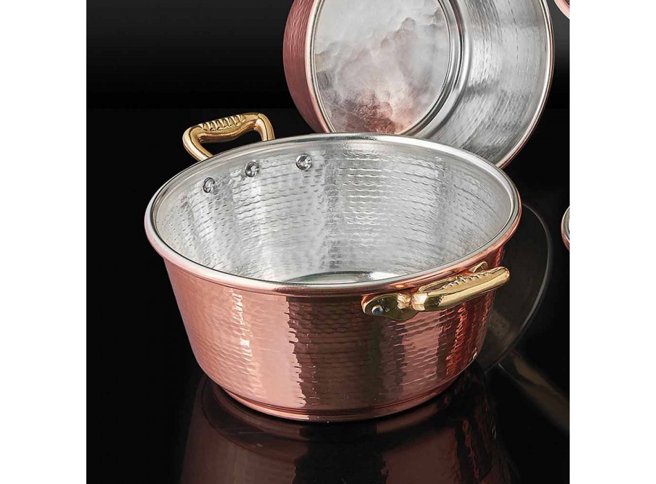 Caserolă și capac din cupru din cuptor conserve de mână 24 cm - Marialuna Viadurini