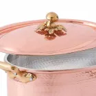 Caserola ovala din cupru conservat manual pentru cuptor si capac 27x20 cm - Mariag Viadurini