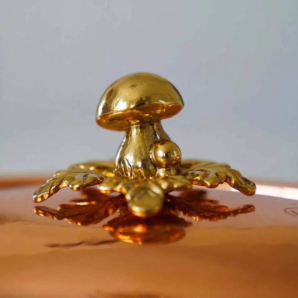 Caserolă ovală din cupru conservat manual pentru cuptor și capac 37x26 cm - Mariag Viadurini