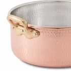 Tigaie medie din cupru conservat de mână rotundă cu 2 mânere de 20 cm - Gianfranco Viadurini