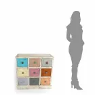 Comodă artizanală din lemn masiv cu 9 sertare Made in Italy - Pierrot Viadurini