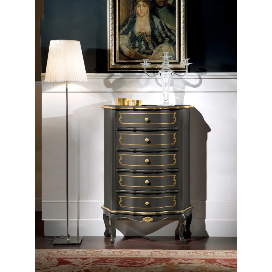 Comodă pentru dormitor cu 5 sertare clasice din lemn Made in Italy - Leonor Viadurini