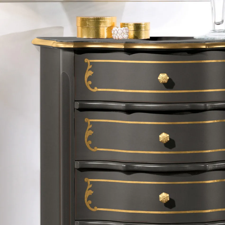 Comodă pentru dormitor cu 5 sertare clasice din lemn Made in Italy - Leonor Viadurini