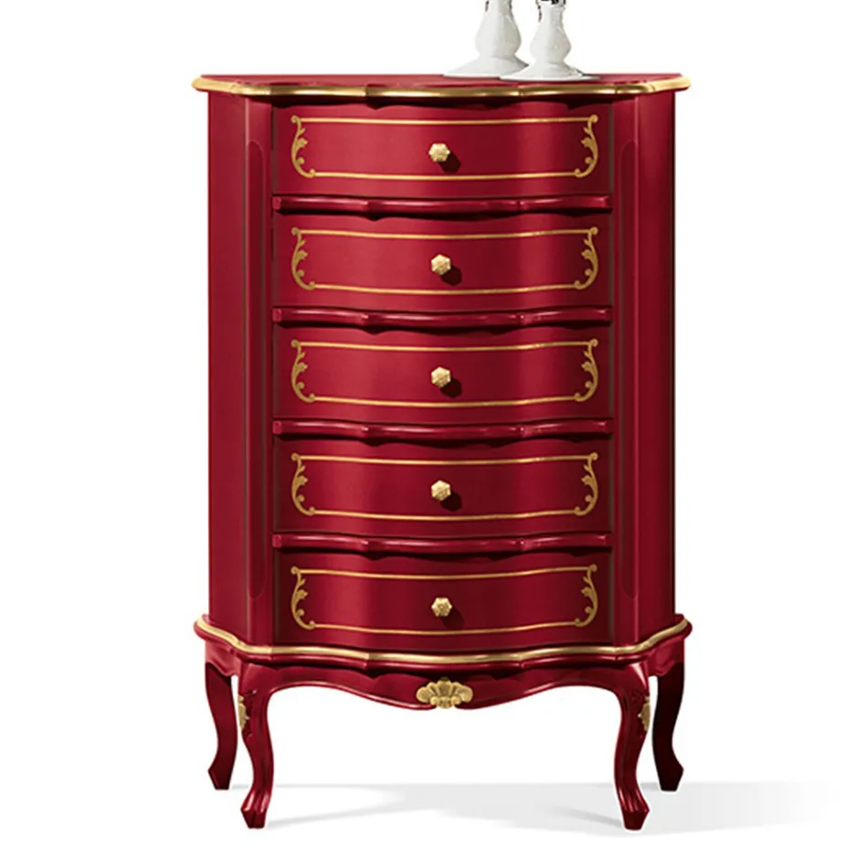 Comodă pentru dormitor cu 5 sertare clasice din lemn Made in Italy - Leonor Viadurini