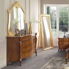 Comodă pentru dormitor din lemn incrustat și oglindă Made in Italy - Cambrige Viadurini