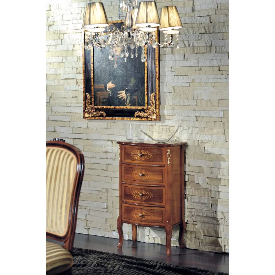 Comodă clasică din lemn de nuc 4 sau 6 sertare Made in Italy - Katerine Viadurini