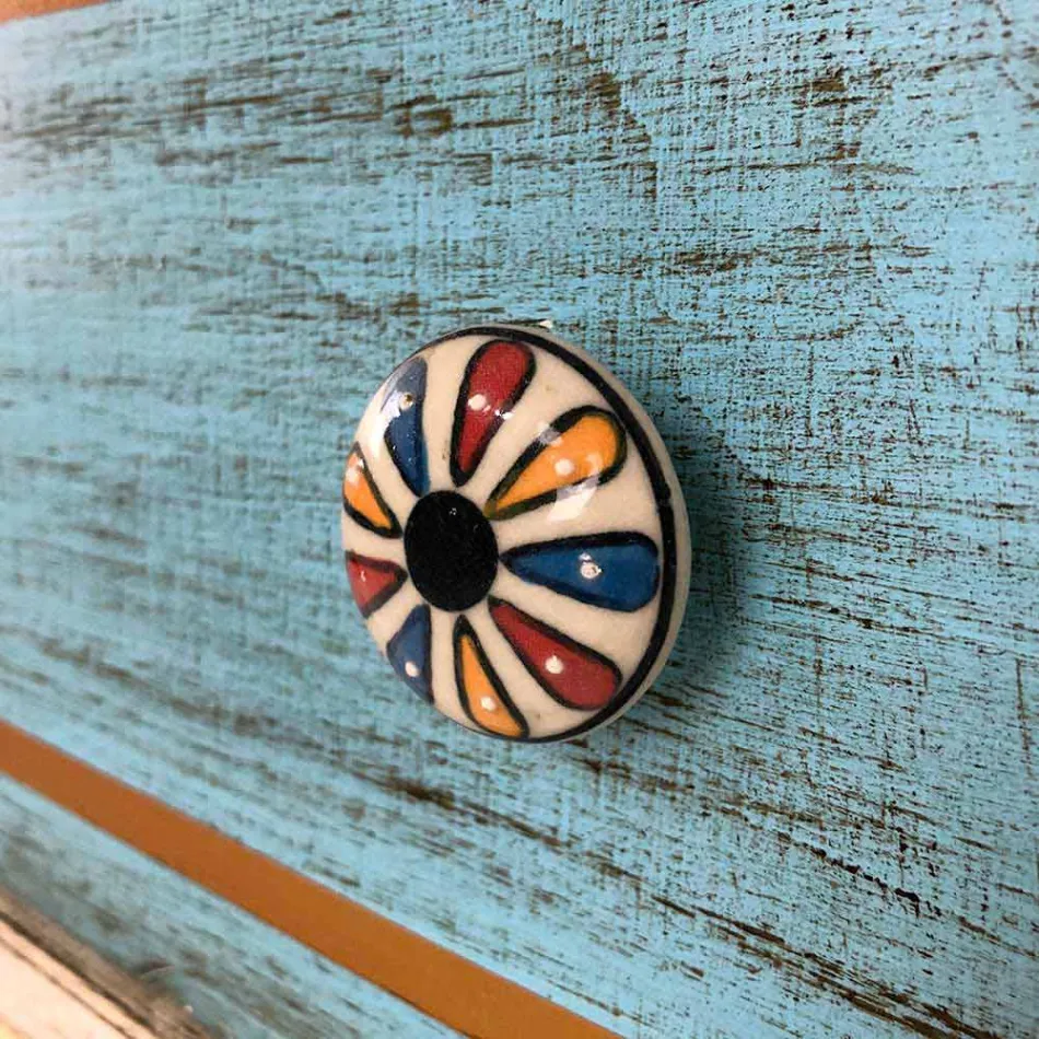 Comoda cu sertare colorate și butoane din ceramică Made in Italy - Hendriks Viadurini