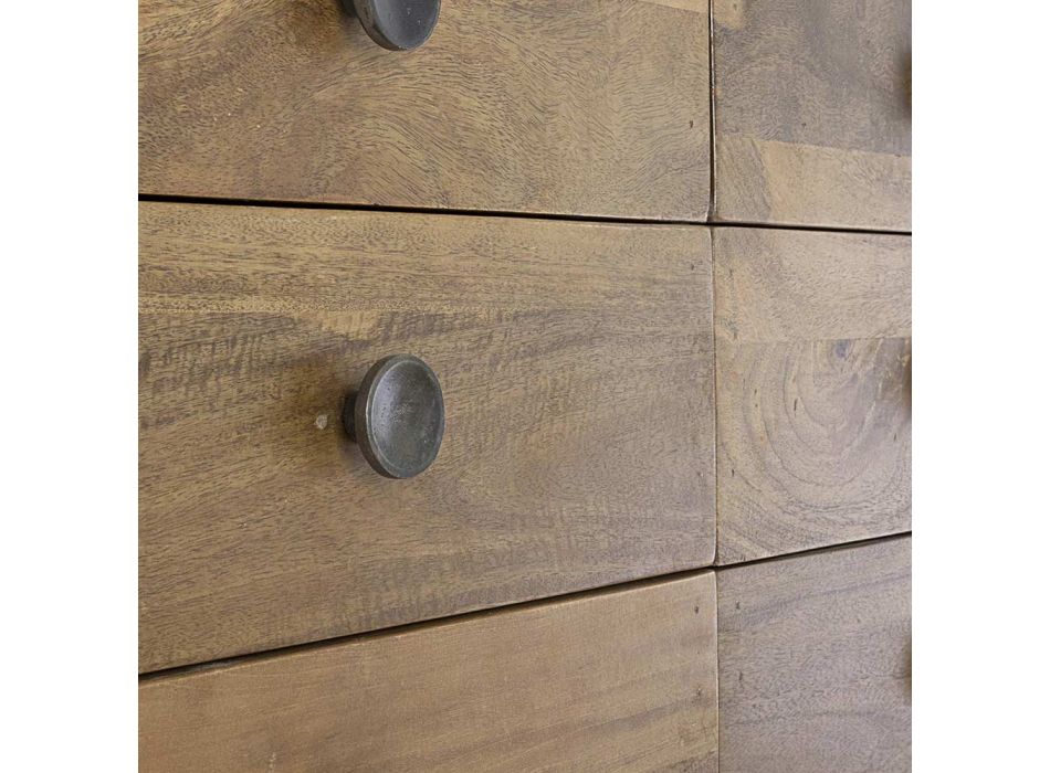Comodă din lemn de mango cu 6 sertare de design vintage - Desiderio Viadurini
