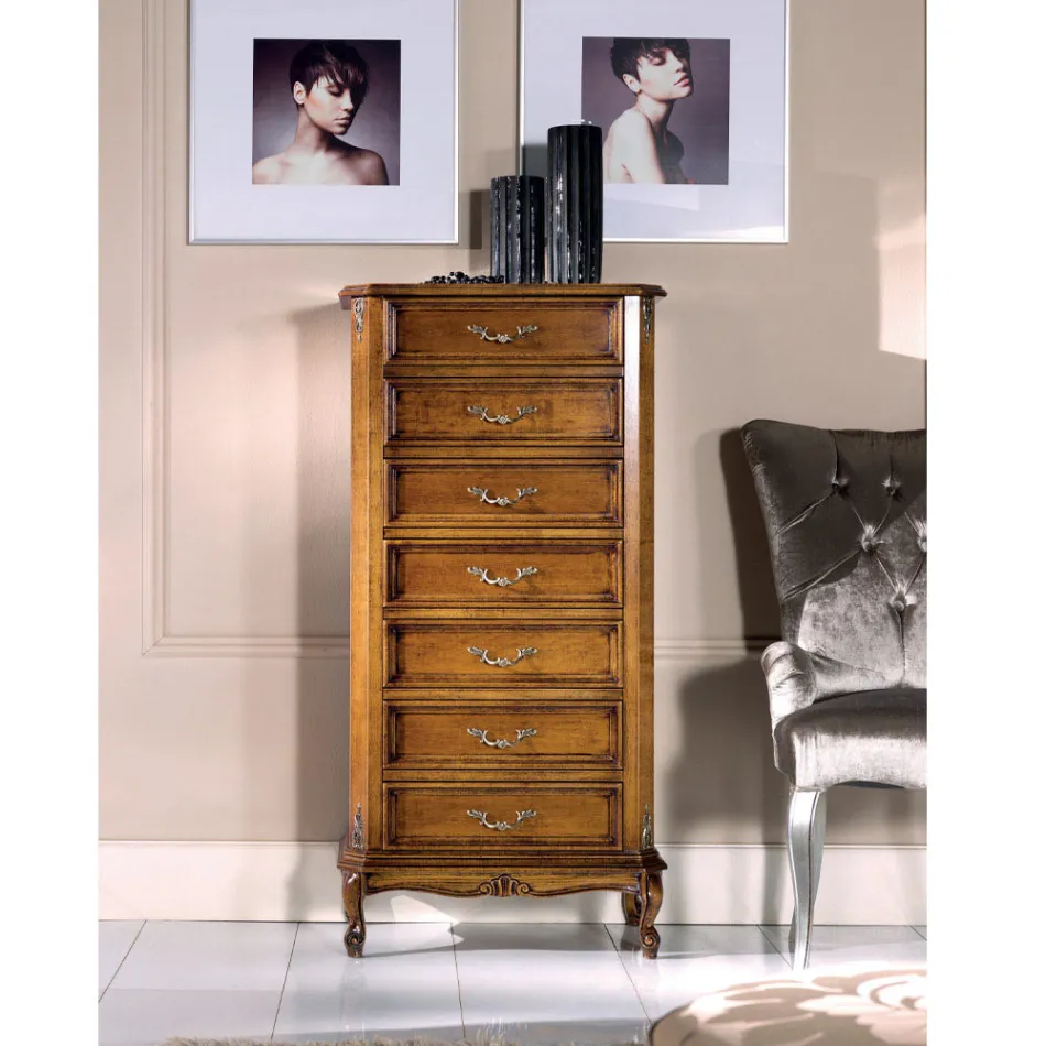 Comodă din lemn în stil clasic cu 7 sau 5 sertare Made in Italy - Richard Viadurini