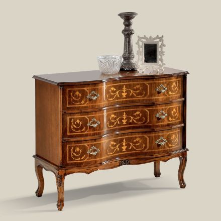 Comodă în stil clasic din lemn cu 3 sertare Made in Italy - Elegantă Viadurini