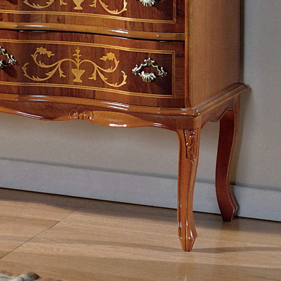 Comodă în stil clasic din lemn cu 6 sertare Made in Italy - Elegantă Viadurini