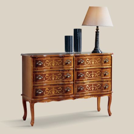 Comodă în stil clasic din lemn cu 6 sertare Made in Italy - Elegantă Viadurini