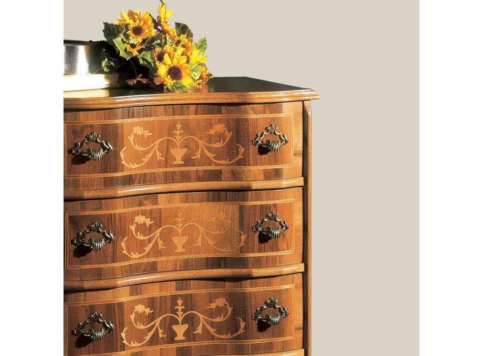 Comodă în stil clasic din lemn de nuc de lux Made in Italy - Elegant Viadurini