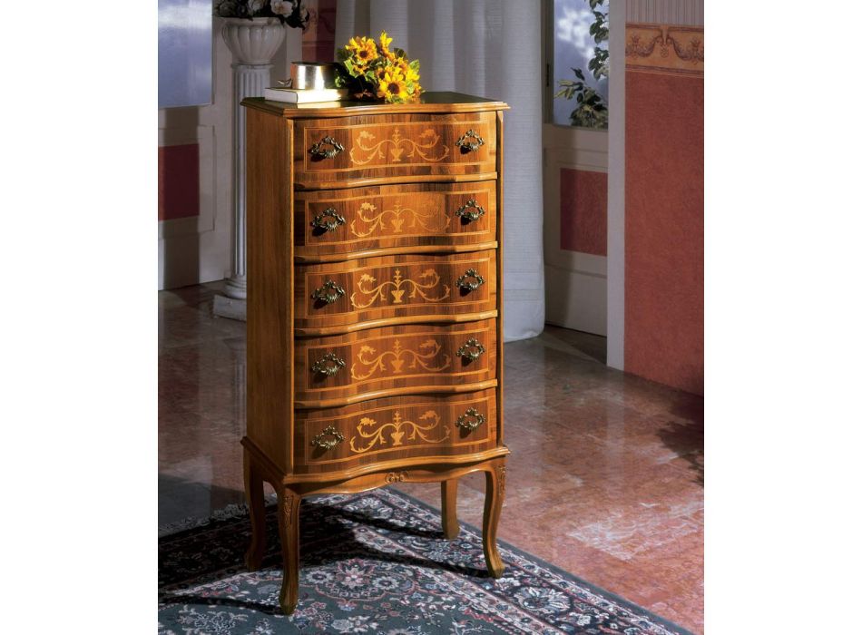Comodă în stil clasic din lemn de nuc de lux Made in Italy - Elegant Viadurini